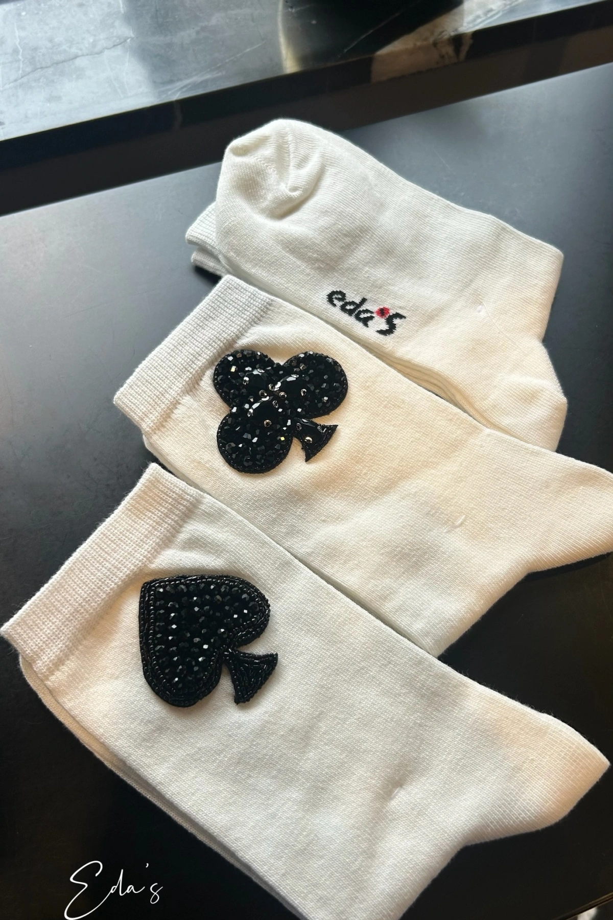 Kupa Maça Sinek Karo İşlemeli Cotton Çorap