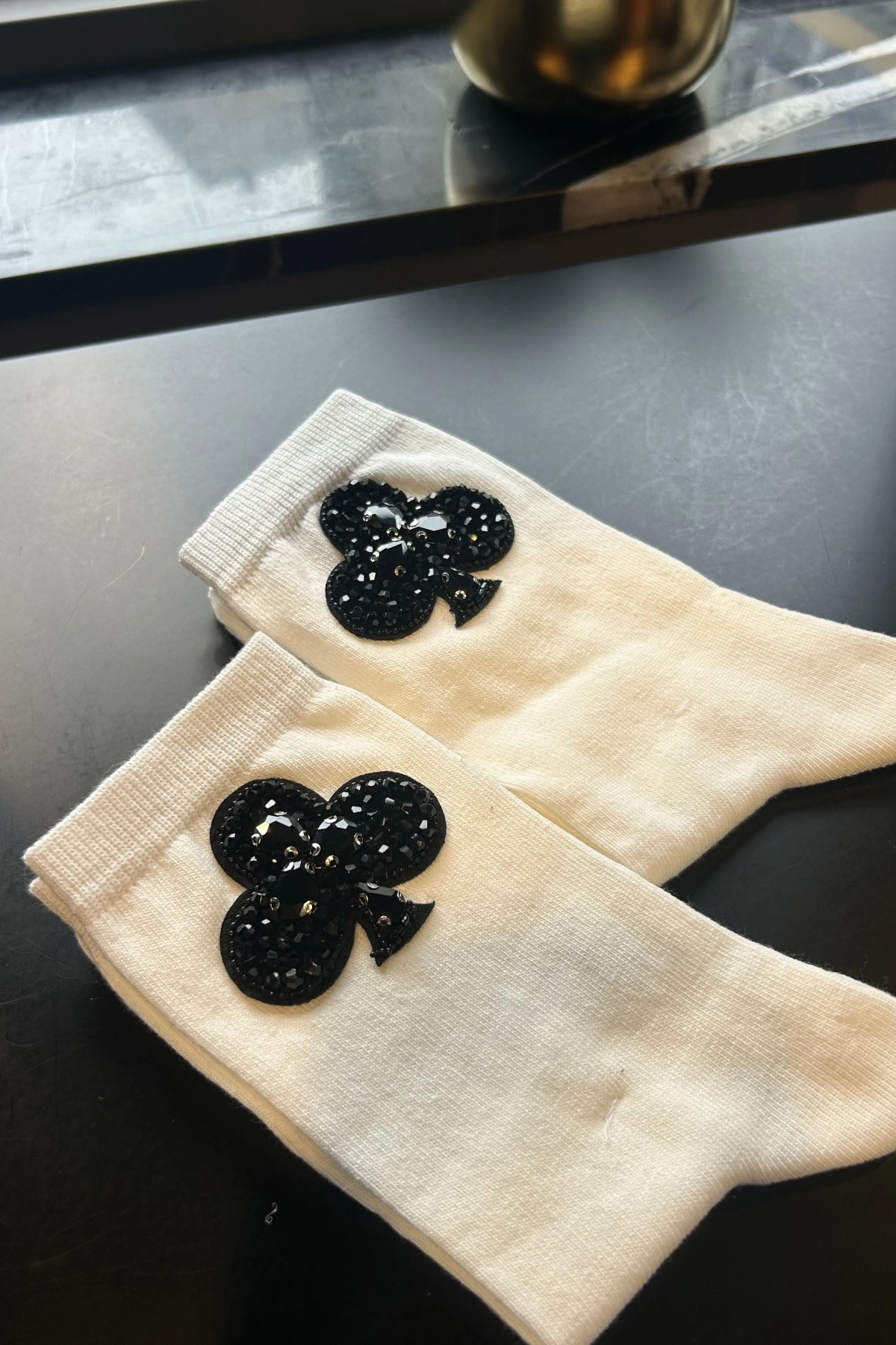 Kupa Maça Sinek Karo İşlemeli Cotton Çorap