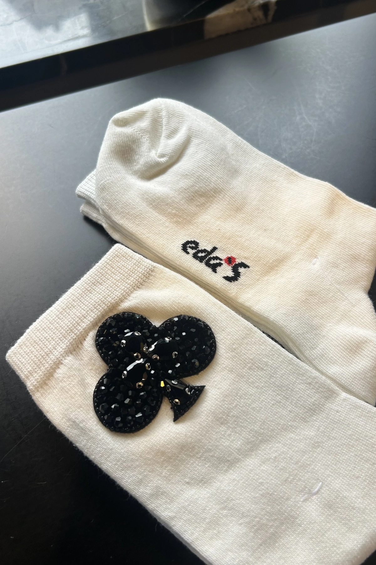 Kupa Maça Sinek Karo İşlemeli Cotton Çorap