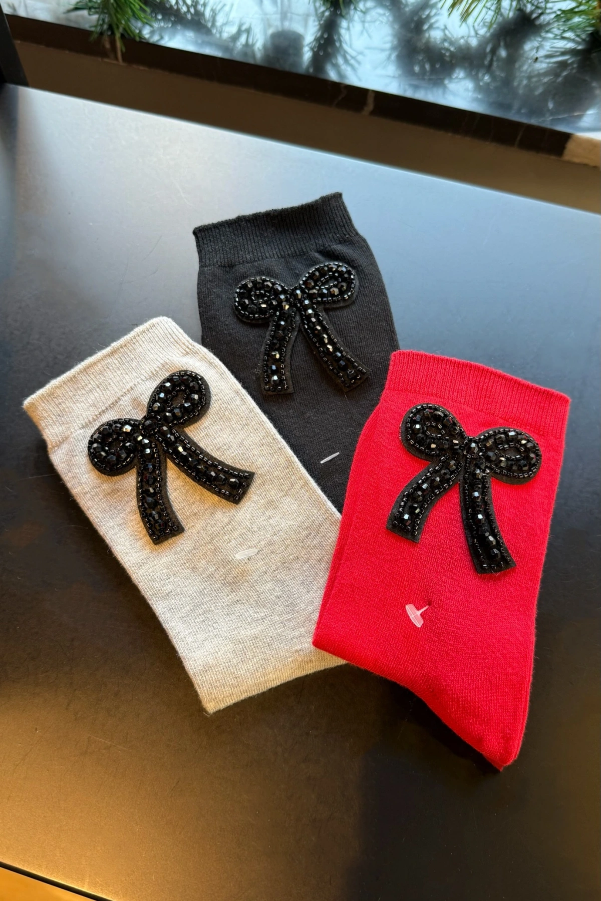 Fiyonk İşlemeli Cotton Çorap