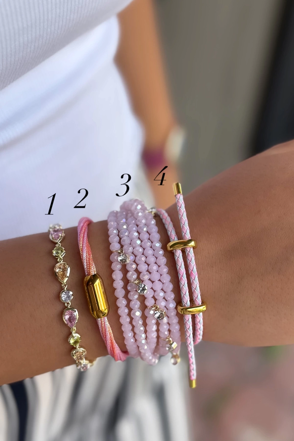 Pembe Gold Detaylı Ayarlanabilir İp Bileklik (4)