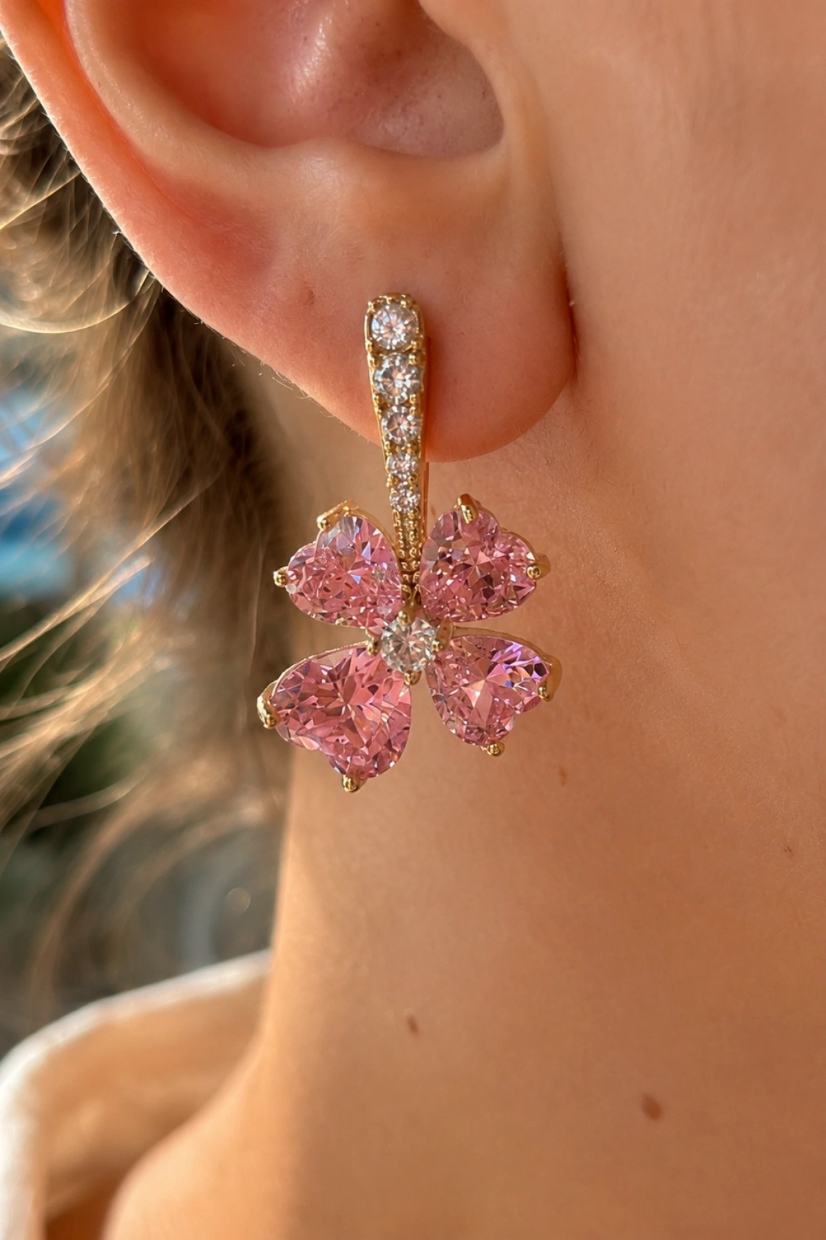 Pembe Sakura Küpe