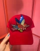 Edas Taşlı Kuş İşlemeli Kırmızı Süet Şapka