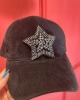 Edas Taşlı Yıldız İşlemeli Siyah Süet Şapka