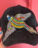 Edas Siyah Süet Kuşlu Boncuk İşlemeli Şapka
