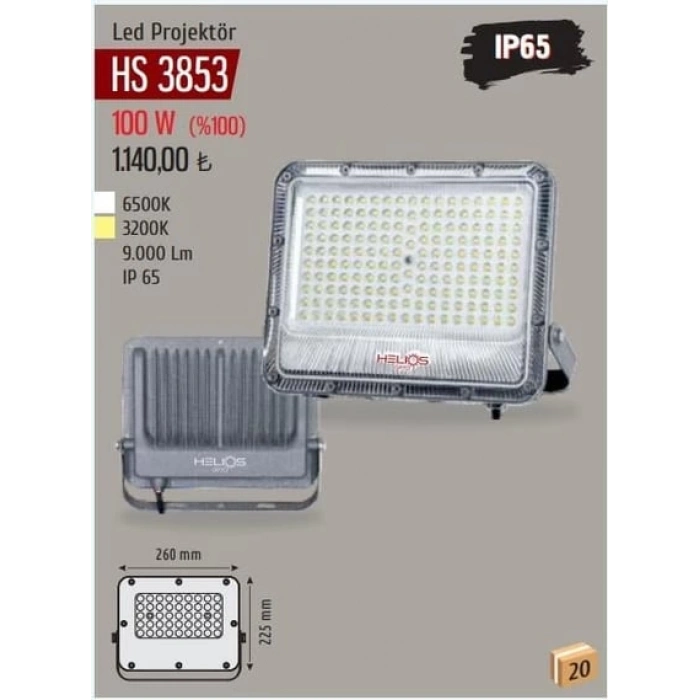 100W Profesyonel LED Projektör - 9000 Lümen Güçlü Beyaz Işık (IP65 Dış Mekan Uyumlu)