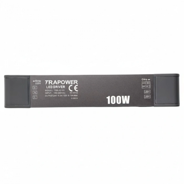 100 Watt TRA5100 Ultra Slim Çift Çıkış 12V-24V Sabit Voltaj LED Sürücü