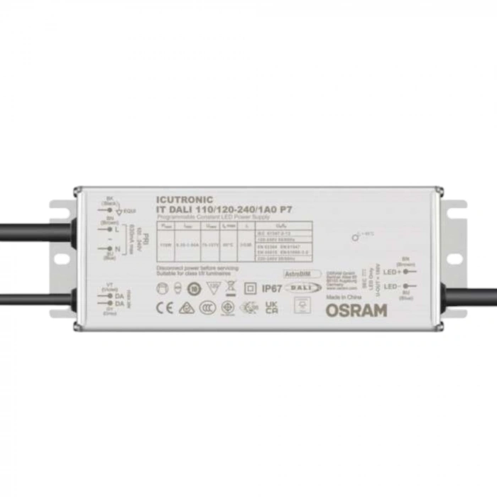 110W OSRAM ICUTRONIC IT DALI P7 LED Driver | IP67 | 0-10V / DALI / PWM Dimmable | 120-240V | 350-1050mA