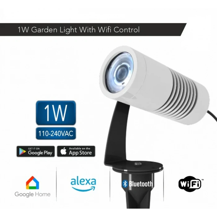 1W IP65 Smart WiFi & Bluetooth LED Bahçe Peyzaj Spotu | 110-220V AC | GLOX 1 SMART PRO