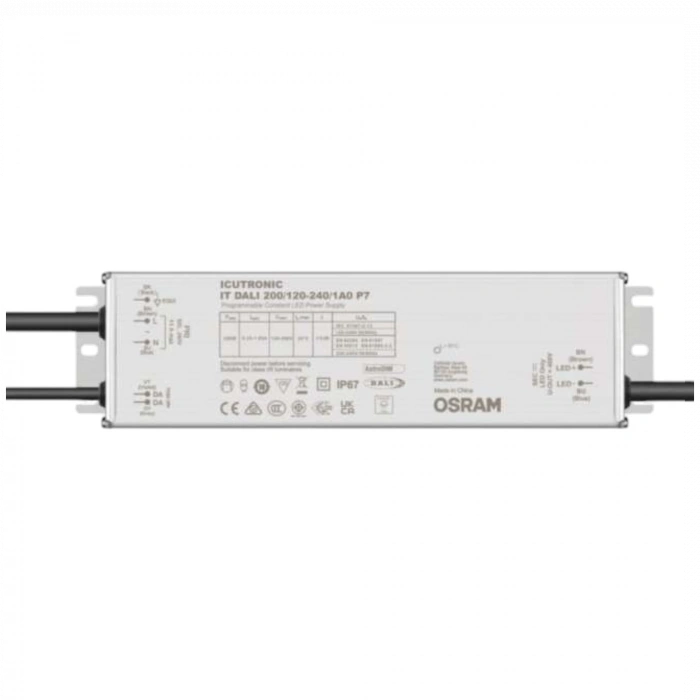200 W OSRAM ICUTRONIC IT DALI 200W P7 LED Driver | IP67 | DALI-2 / 0-10V / PWM | 120–240V | 350–1050mA
