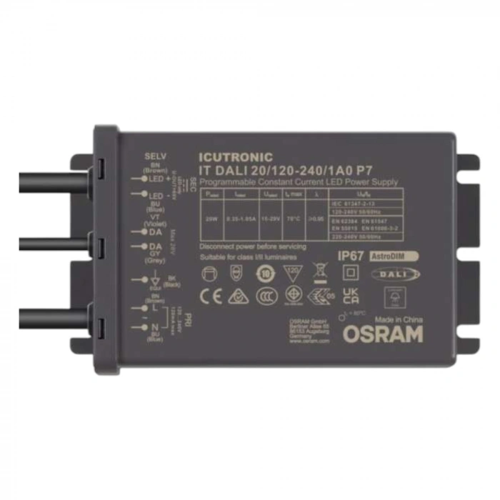 20W OSRAM ICUTRONIC IT DALI P7 LED Driver | IP67 | DALI-2 / 0-10V / PWM | 120–240V | 350–1050mA