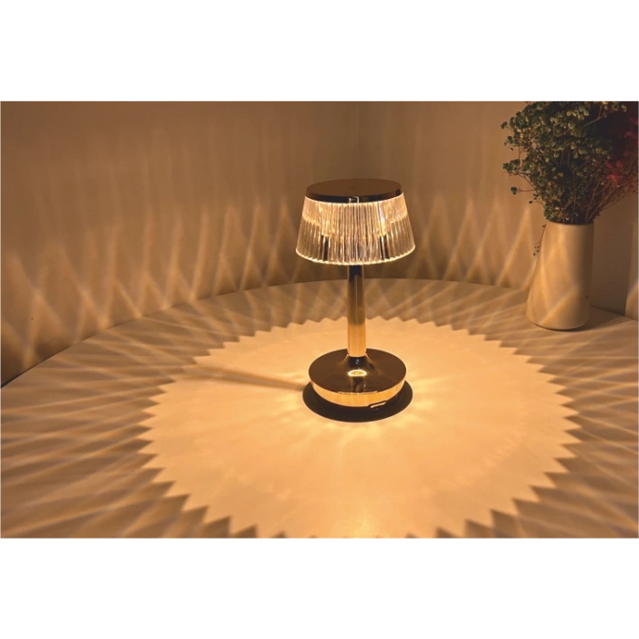 Elegance Serisi Kristal Tasarım Dokunmatik Şarjlı Masa Lambası - 3 Renk Işık