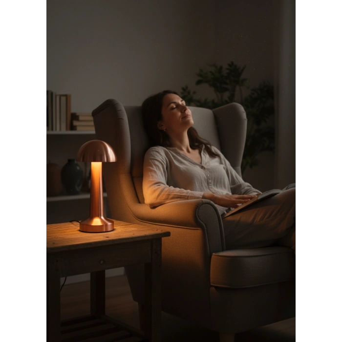Fides Mantar Tasarım Dokunmatik Taşınabilir Şarjlı Masa Lambası - 3 Renk Modlu