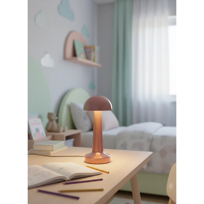 Fides Mantar Tasarım Dokunmatik Taşınabilir Şarjlı Masa Lambası - 3 Renk Modlu