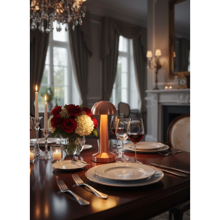 Fides Mantar Tasarım Dokunmatik Taşınabilir Şarjlı Masa Lambası - 3 Renk Modlu