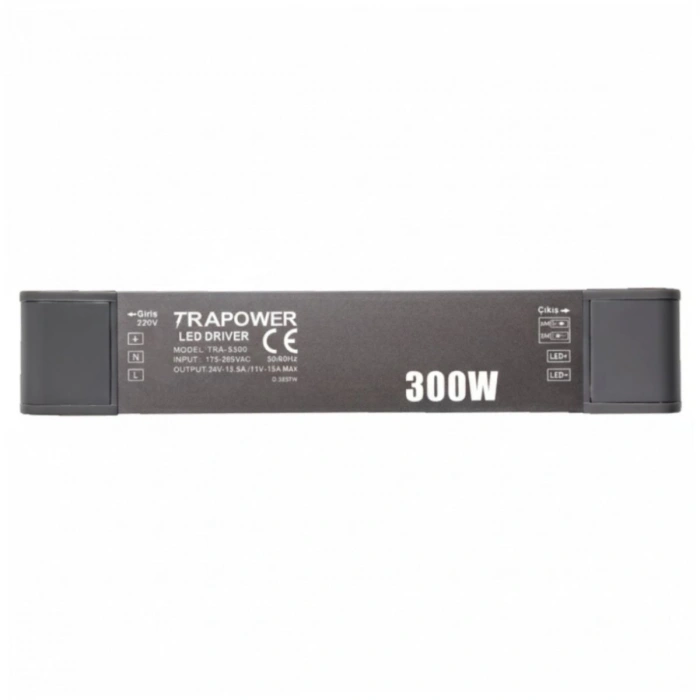 300 Watt TRA5300 Ultra Slim Çift Çıkış 12V-24V Sabit Voltaj LED Sürücü