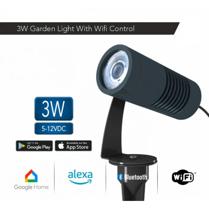 3W IP65 Smart WiFi & Bluetooth LED Bahçe Peyzaj Spotu | 5-12V DC | GLOX 3 SMART PRO