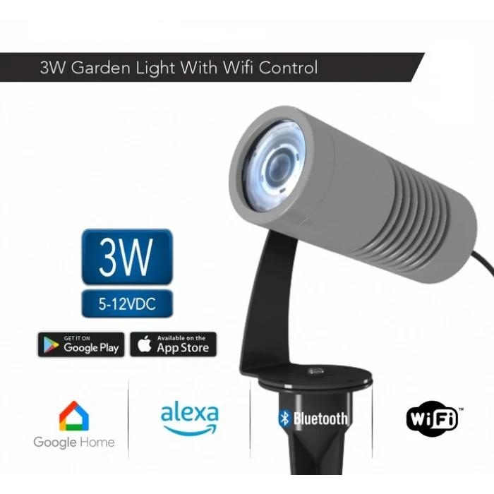 3W IP65 Smart WiFi & Bluetooth LED Bahçe Peyzaj Spotu | 5-12V DC | GLOX 3 SMART PRO