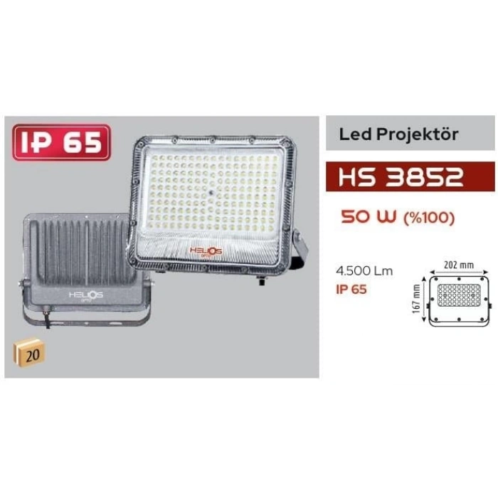 50 W LED PROJEKTÖR Beyaz veya Yeşil Helios opto HS 3852