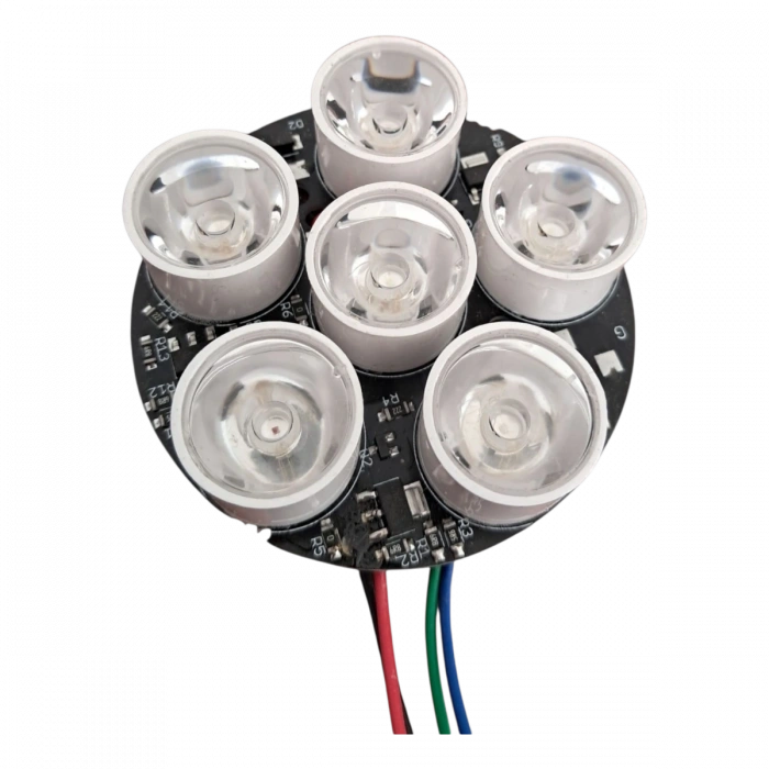 MDA.244-10 6W RGB Yuvarlak Power LED Modül | 12V 6 LED 70mm Alüminyum PCB Havuz ve Fıskiye LED Aydınlatma