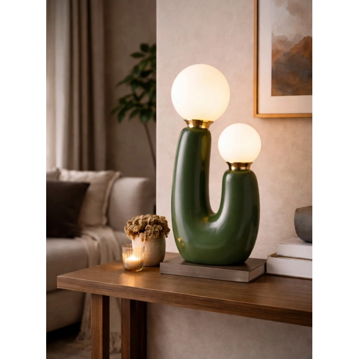 Fabris Modern Yeşil & Pirinç Masa Lambası