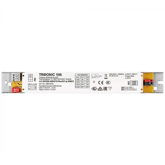 Tridonic 65.1W Selectable Constant Current LED Driver 200–350mA IP20