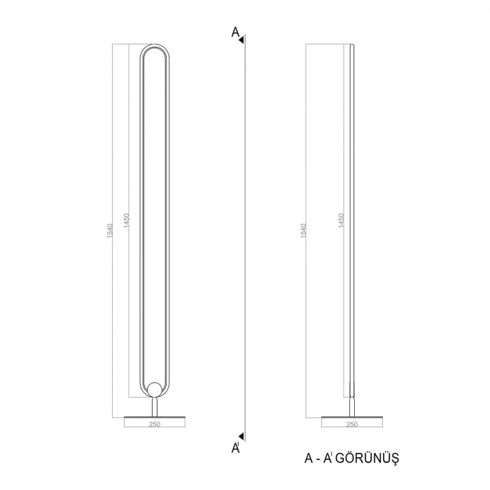 Recta LED Lambader | 57W 4536LM Modern Uzunlamasına Dikdörtgen Tasarım