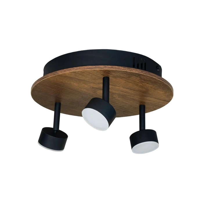 Orbis Midi LED Plafonyer | 9W 720LM 3 LED Spot Ahşap Yuvarlak Tasarım
