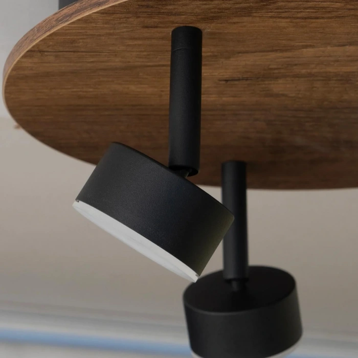 Orbis Midi LED Plafonyer | 9W 720LM 3 LED Spot Ahşap Yuvarlak Tasarım