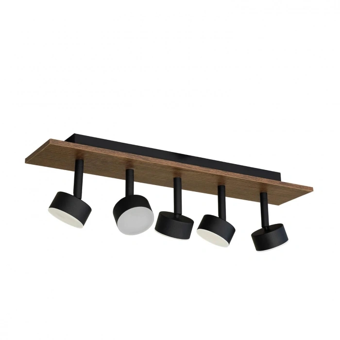 Linea Maxi LED Plafonyer | 15W 1200LM 5 Spot Ahşap Dikdörtgen Tasarım