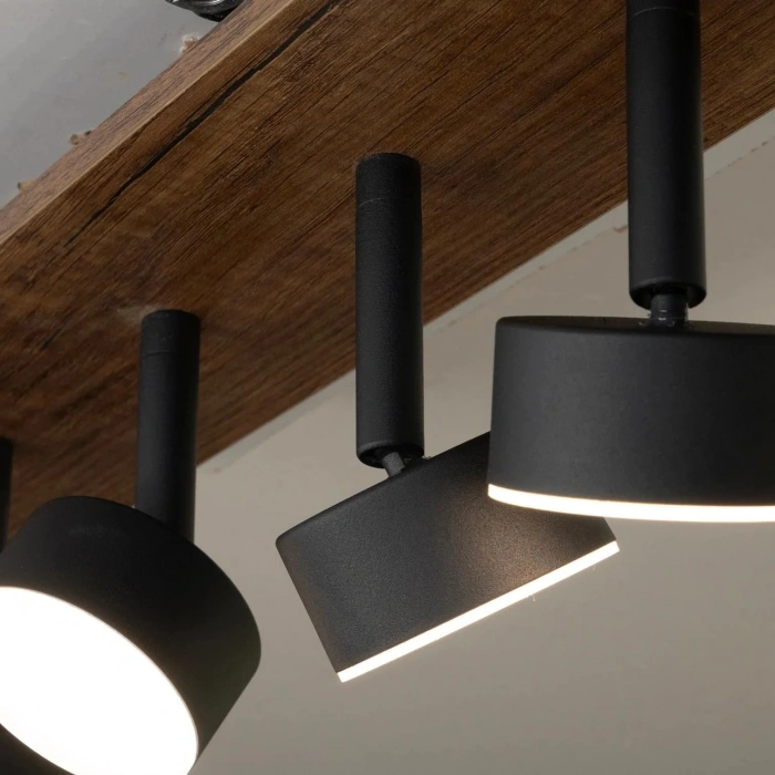 Linea Maxi LED Plafonyer | 15W 1200LM 5 Spot Ahşap Dikdörtgen Tasarım