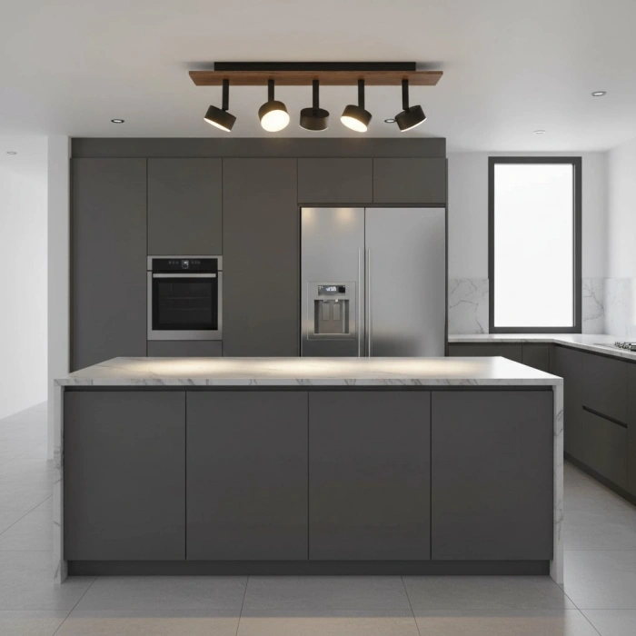 Linea Maxi LED Plafonyer | 15W 1200LM 5 Spot Ahşap Dikdörtgen Tasarım