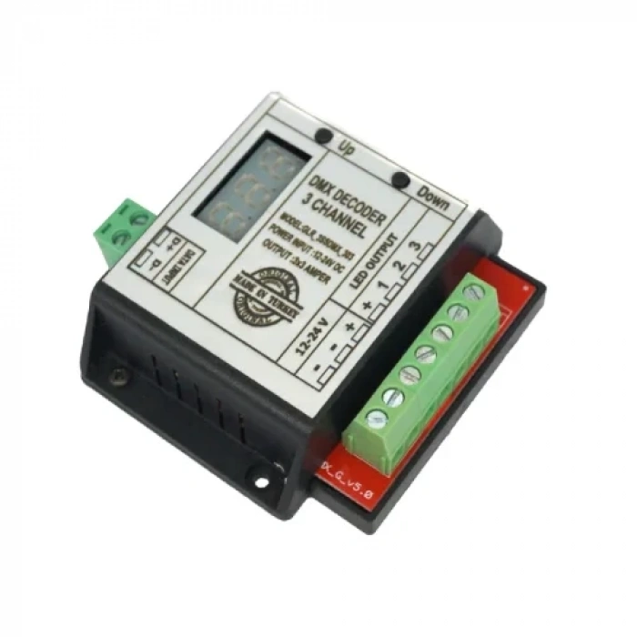 DMX Decoder 3 Kanal SS 3x3A 12-24V DC - Yüksek Güçlü RGB LED Kontrol Cihazı