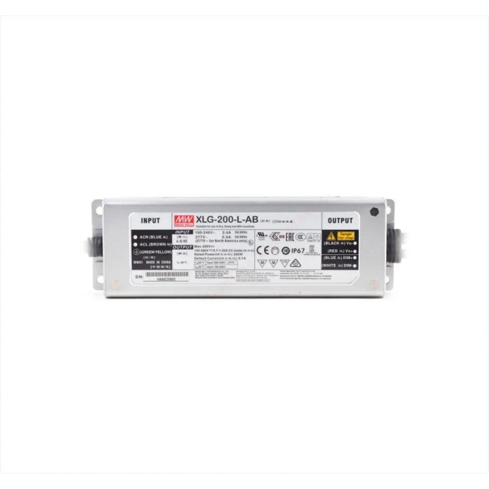 Meanwell XLG-200-L-AB 200W IP67 Sabit Akım LED Driver | 350-1050mA Dimlenebilir Ayarlanabilir Sürücü