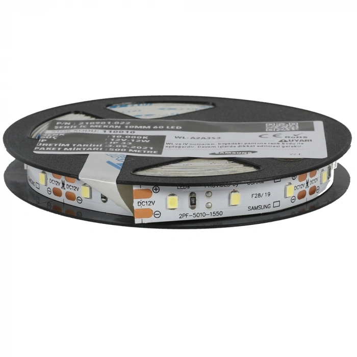 Premium Seri Samsung 2835 5mm PCB 35/35µm Şerit LED 12V 120 LED/m 5 Renk 5m Rulo