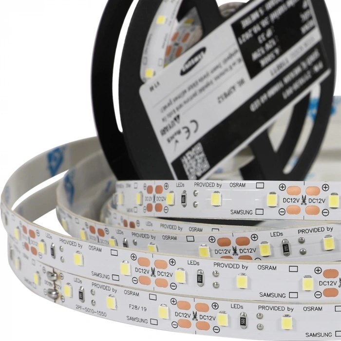 Premium Seri Samsung 2835 10mm PCB 35/35µm Şerit LED 12V 120 LED/m 5 Renk 5m Rulo