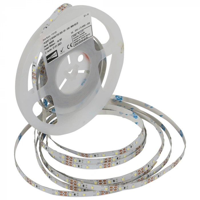 Osram Çipli 2835 Şerit LED Premium Seri 12V 60 LED/M 6500K Beyaz IP20 8mm İç Mekan 5 Metre Rulo