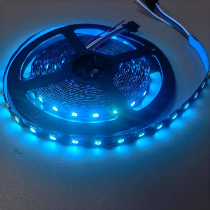 Ledronics Premium 24V RGB Pixel 60 LED/m 14.4W IP20 Çift Data 5050 Adreslenebilir LED Şerit (5 metre)