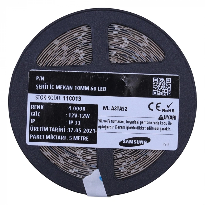 Eko Seri Samsung 2835 24V 60 LED/m Ekonomik PCB İç Mekan IP20 Şerit LED 10m Rulo