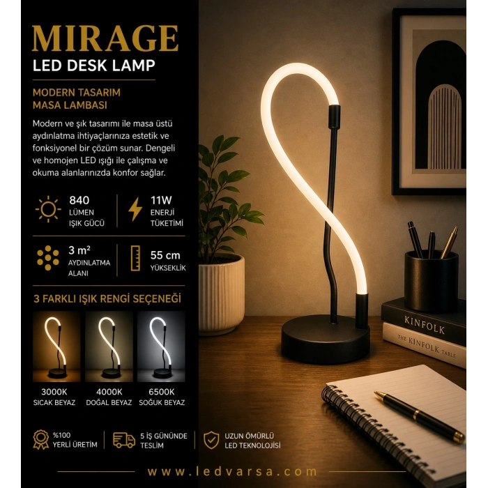 MIRAGE LED Desk Lamp | 11W 840LM Modern Masa Tasarım Masa Lambası