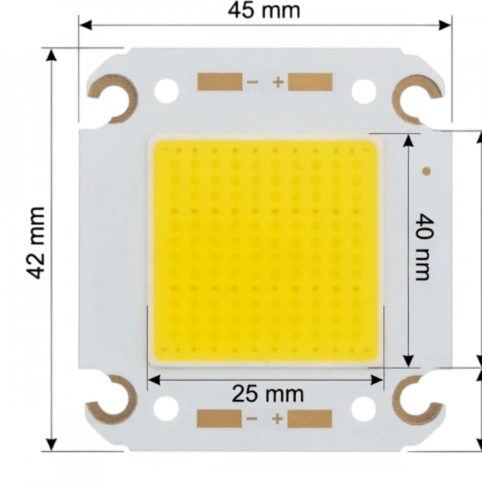 C4245-050 COB LED 50W 5700K 31V 1.5A Ra70 – SemiLEDs Çipli, Bakır Tabanlı
