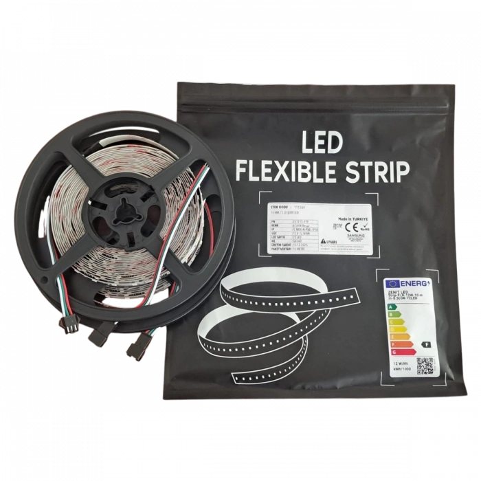 Pixel Şerit LED Premium Seri Samsung Çipli 12V 72 LED/m 12W 6500K IP33 10mm (10 Metre)