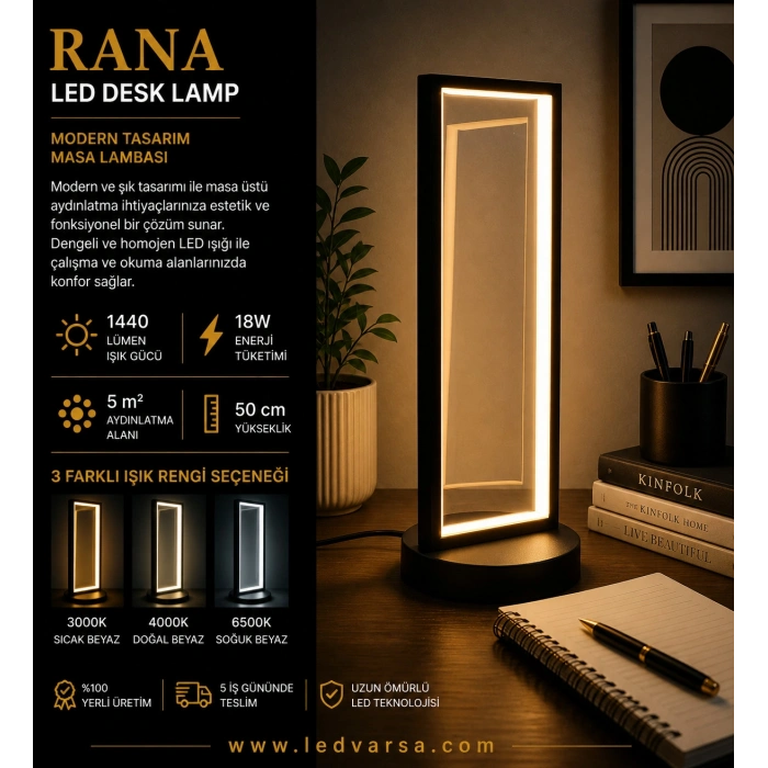 RANA LED Desk Lamp | 18W 1440LM Modern Masa Tasarım Masa Lambası