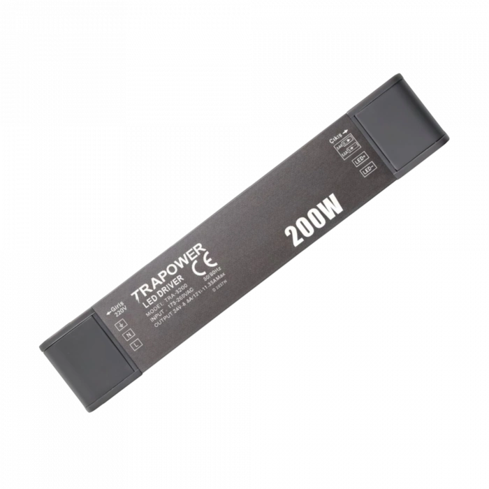 200 Watt TRA5200 Ultra Slim Çift Çıkış 12V-24V Sabit Voltaj LED Sürücü