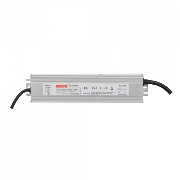 MOSO V8-200B012 200W LED Driver | IP65 12V 16.7A Sabit Voltaj Dış Mekan Metal Kasa SMPS Güç Kaynağı