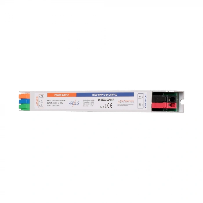 Hexus 12V 3A 36W Slim SMPS Güç Kaynağı IP20 – Sabit Voltaj LED Driver