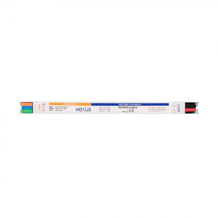 Hexus 12V 5A 60W SMPS Güç Kaynağı IP20 Hybrid LSR Klemens İnce Kasa