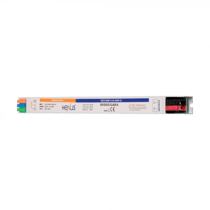 Hexus 12V 5A 60W SMPS Güç Kaynağı IP20 Hybrid LSR Klemens İnce Kasa
