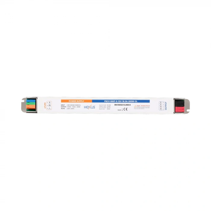 Hexus 12V 16.5A 200W SMPS Güç Kaynağı IP20 Hybrid LSR Klemens, Beyaz Kasa