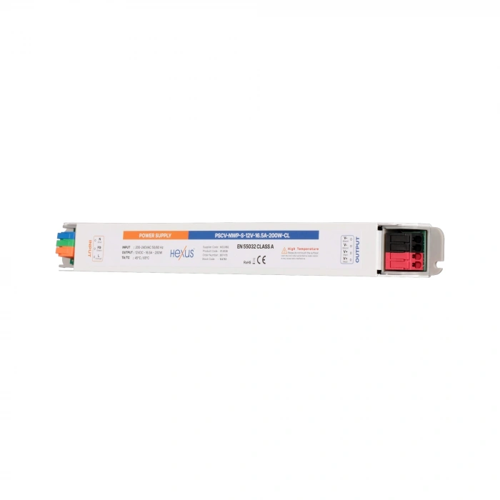 Hexus 12V 16.5A 200W SMPS Güç Kaynağı IP20 Hybrid LSR Klemens, Beyaz Kasa